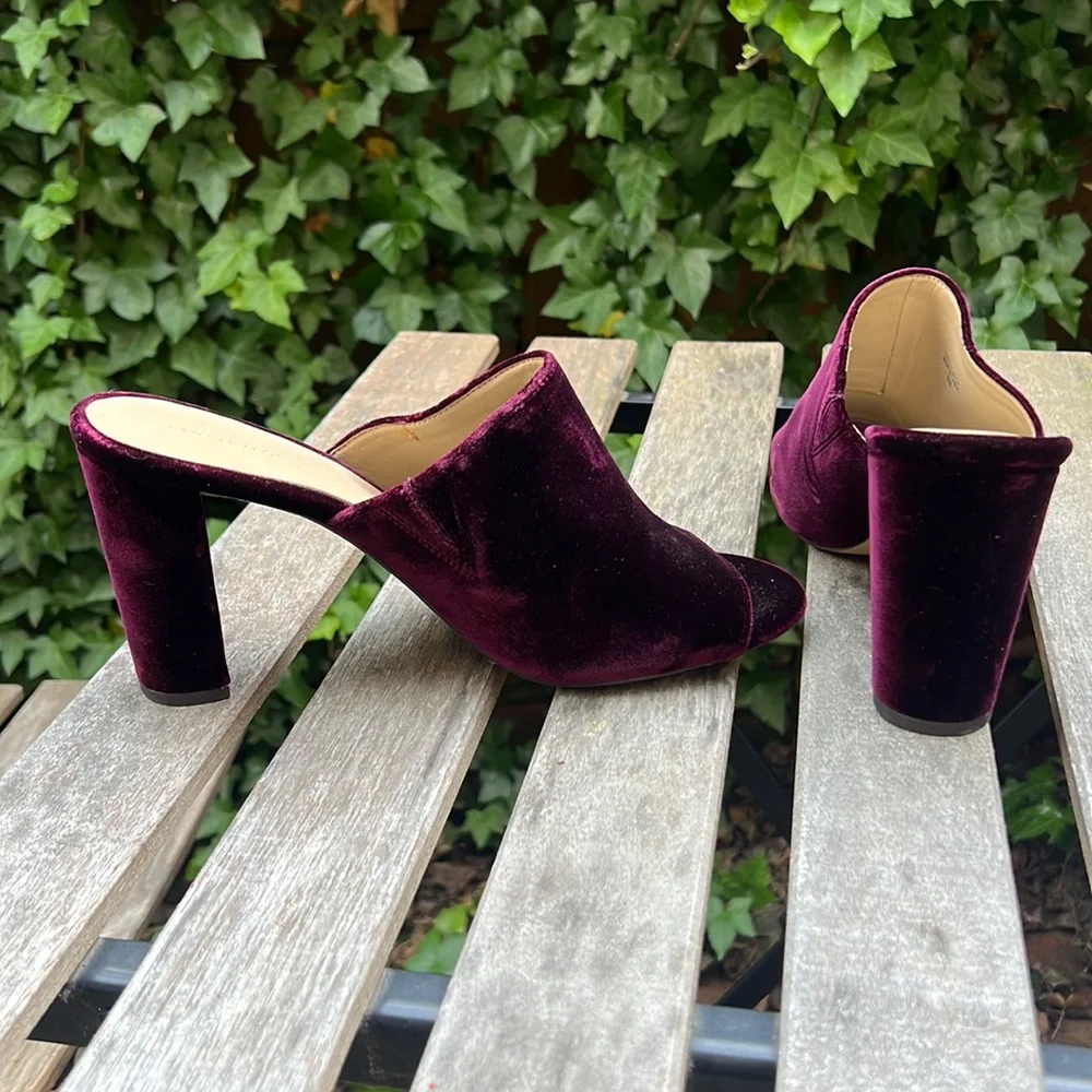 velvet dark purple ann taylor mules, size 9 - Picture 6 of 7